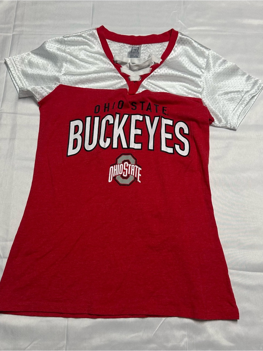 Ohio State Buckeyes Women’s Small Lace Up Football Jersey Shirt Red White SKU125